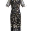 Clothing Retro Stage | 1920S Sequin Fringed Gatsby Dress Gold