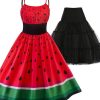 Clothing Retro Stage | 2Pcs Watermelon 1950S Dress & Black Petticoat