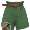 Clothing Retro Stage | Dark 1960S Solid Vintage Shorts Green