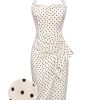 Clothing Retro Stage | 1960S Polka Dot Halter Pencil Dress Ivory