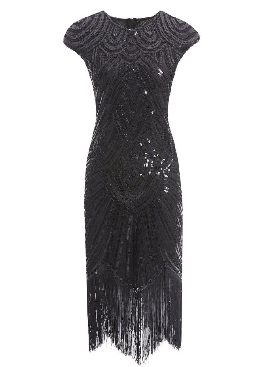 Clothing Retro Stage | 1920S Sequin Beaded Fringed Dress