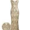 Clothing Retro Stage | 1920S Sequined Embellished Maxi Dress Apricot