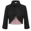 Clothing Retro Stage | 1950S Retro Woolen Wrap Bolero Jacket Black