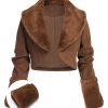 Clothing Retro Stage | 1950S Retro Fur Collar Bolero Jacket Brown