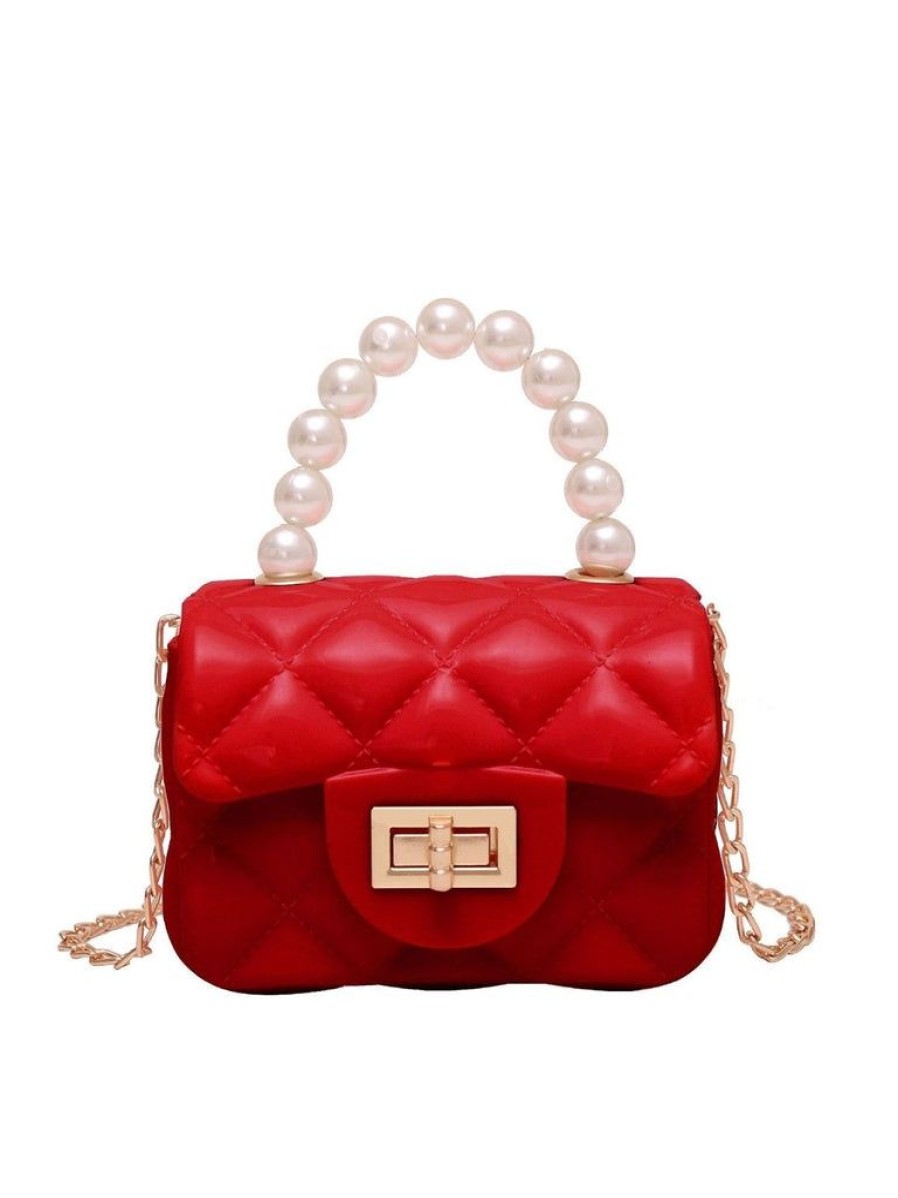 Accessories Retro Stage | Retro Pearl Argyle Chain Strap Mini Handbag