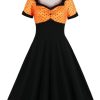 Clothing Retro Stage | [Plus Size] 1950S Square Neck Polka Dot Dress