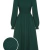 Clothing Retro Stage | 1940S Top Elastic Regular Sleeve Dress Green