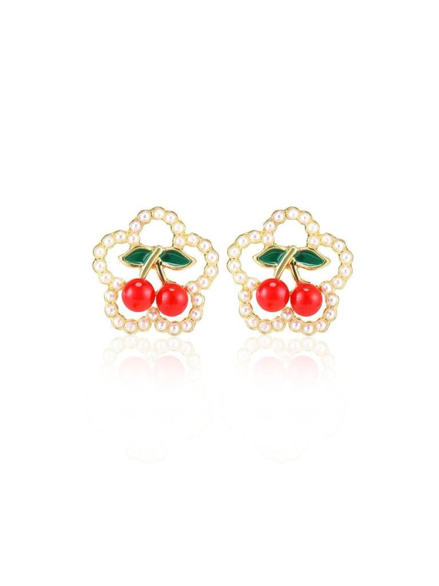 Accessories Retro Stage | Cherry Pearl Stud Earrings