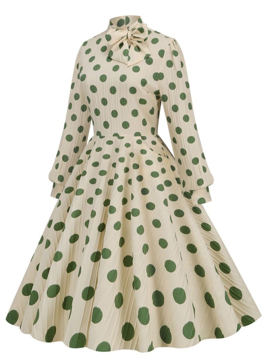 Clothing Retro Stage | 1950S Polka Dots Bowknot Swing Dress