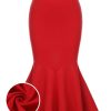 Clothing Retro Stage | 1930S Elastic Solid Mermaid Skirt Red