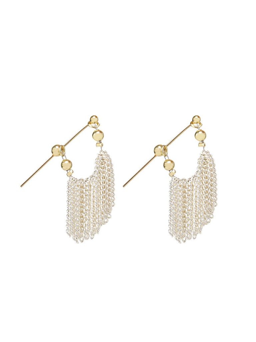 Accessories Retro Stage | White Gold Chain Drop Earrings