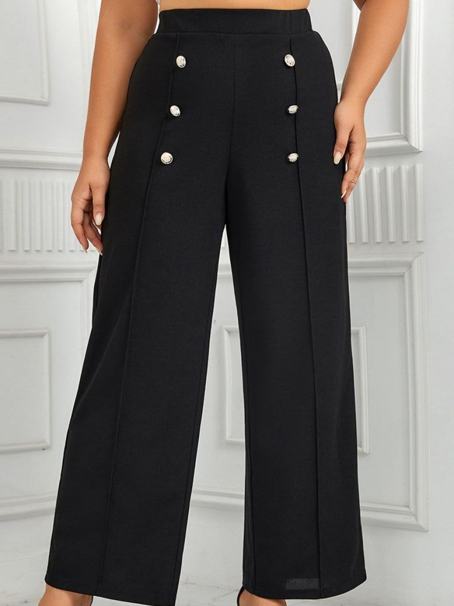 Clothing Retro Stage | [Plus Size] 1930S High Waisted Double Breasted Suit Pants Black