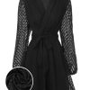 Clothing Retro Stage | Retro Solid 1950S Chiffon Mesh Dress Black