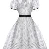 Clothing Retro Stage | 1950S Polka Dot Lining Dress White