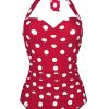 Clothing Retro Stage | 1950S Halter Polka Dot One-Piece Swimsuit