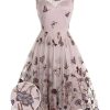 Clothing Retro Stage | 1950S Butterfly Lace Swing Dress Purple