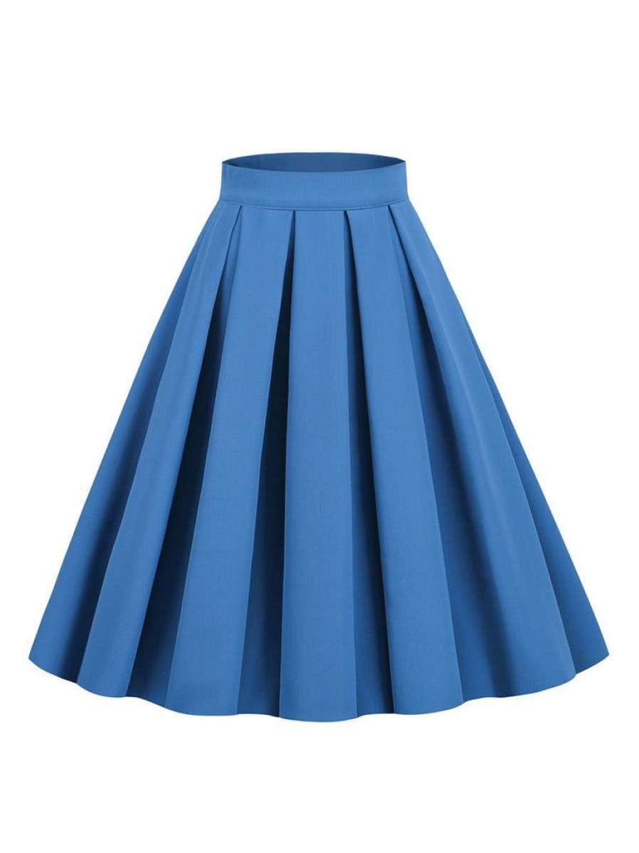 Clothing Retro Stage | 1960S Solid Pleated Skirt