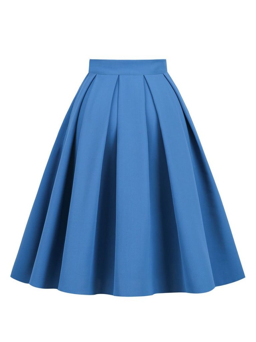 Clothing Retro Stage | 1960S Solid Pleated Skirt