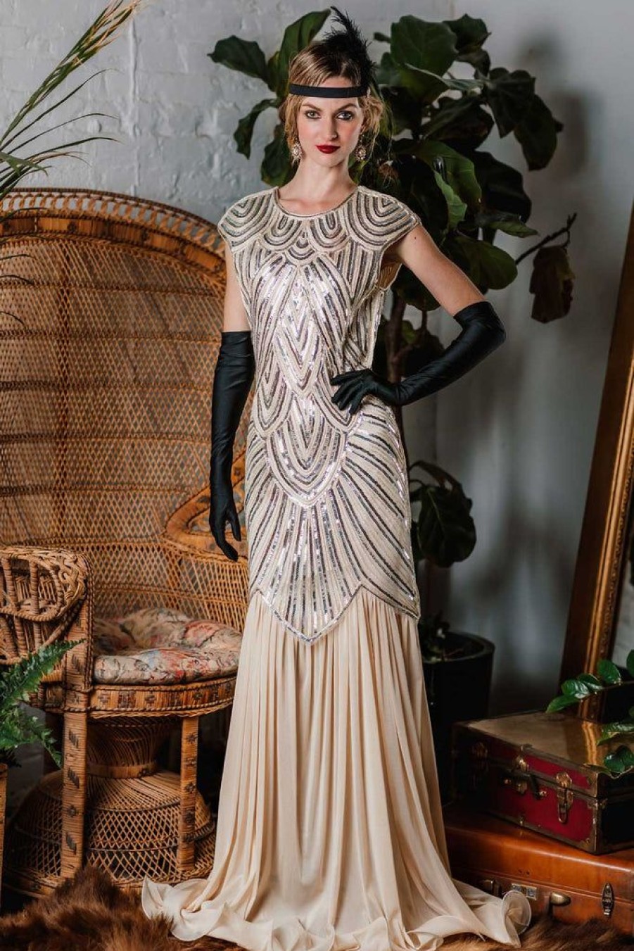 Clothing Retro Stage | 1920S Embroidery Sequin Maxi Dress