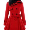 Clothing Retro Stage | Christmas Fur Collar Waisted Woolen Coat