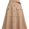 Clothing Retro Stage | 1950S Big Pockets Button Skirt Khaki