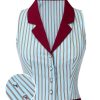 Clothing Retro Stage | 1950S Stripes Patchwork Sleeveless Blouse Blue