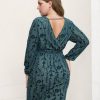 Clothing Retro Stage | [Plus Size] Green 1960S Floral Jacquard Pencil Dress Blue Green