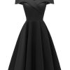 Clothing Retro Stage | 1950S Off Shoulder Swing Dress Black