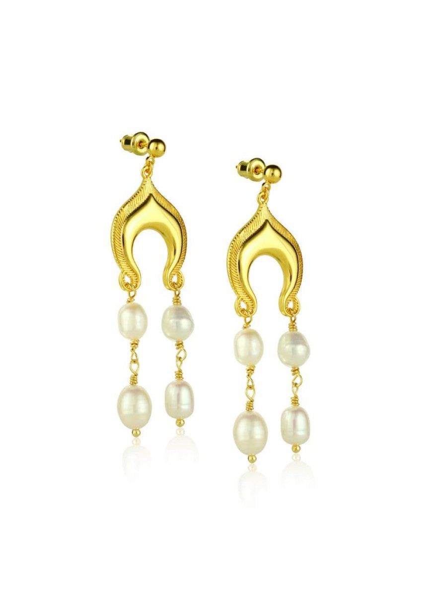 Accessories Retro Stage | Retro Gold Pearl Dangler Earrings