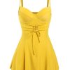 Clothing Retro Stage | 1960S Spaghetti Strap Skirted Swimsuit Yellow