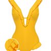 Clothing Retro Stage | 1930S V-Neck One-Piece Swimsuit Yellow