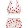 Clothing Retro Stage | 1950S Retro Polka Dots Bikini Set & Apron White & Red