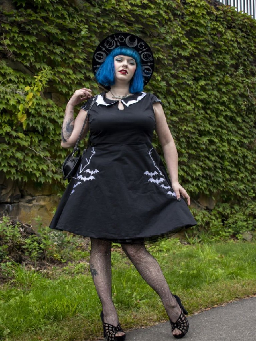 Clothing Retro Stage | [Plus Size] 1950S Bat Swing Dress Black