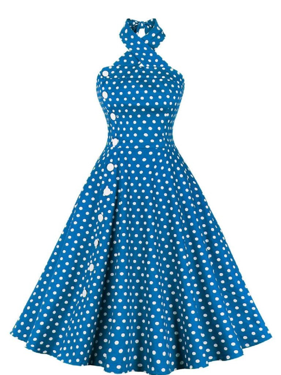 Clothing Retro Stage | 1950S Polka Dot Halter Dress