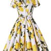 Clothing Retro Stage | 1950S Lemon Bow Swing Dress Yellow