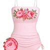 Clothing Retro Stage | 1940S Rose Halter One-Piece Swimsuit Pink