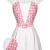 Clothing Retro Stage | 1950S Plaid Romper With Belt White & Pink