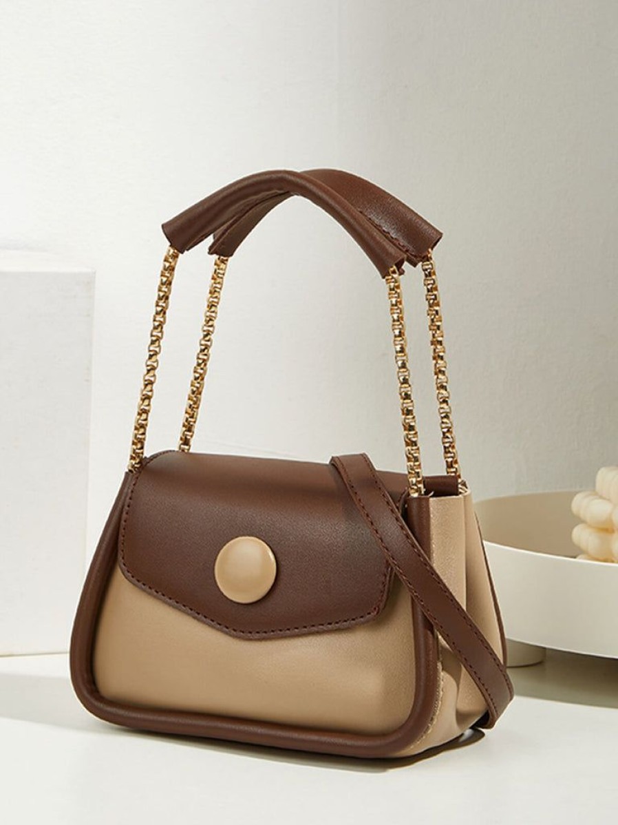 Accessories Retro Stage | Leather Color Patchwork Chain Square Bag