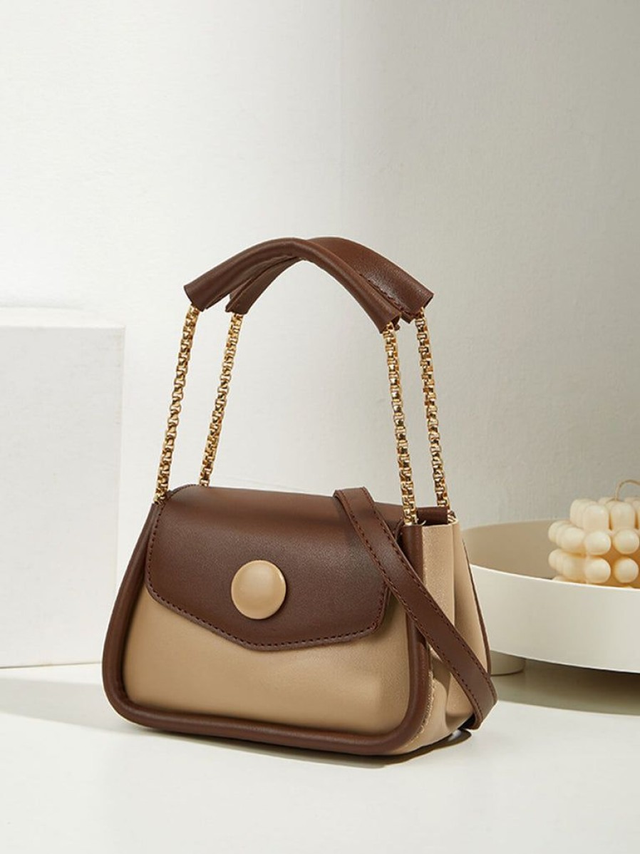 Accessories Retro Stage | Leather Color Patchwork Chain Square Bag