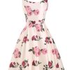 Clothing Retro Stage | 1950S Rose Floral Swing Dress Pink