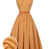 Clothing Retro Stage | 1950S Bandeau Umbrella Dress Apricot Yellow