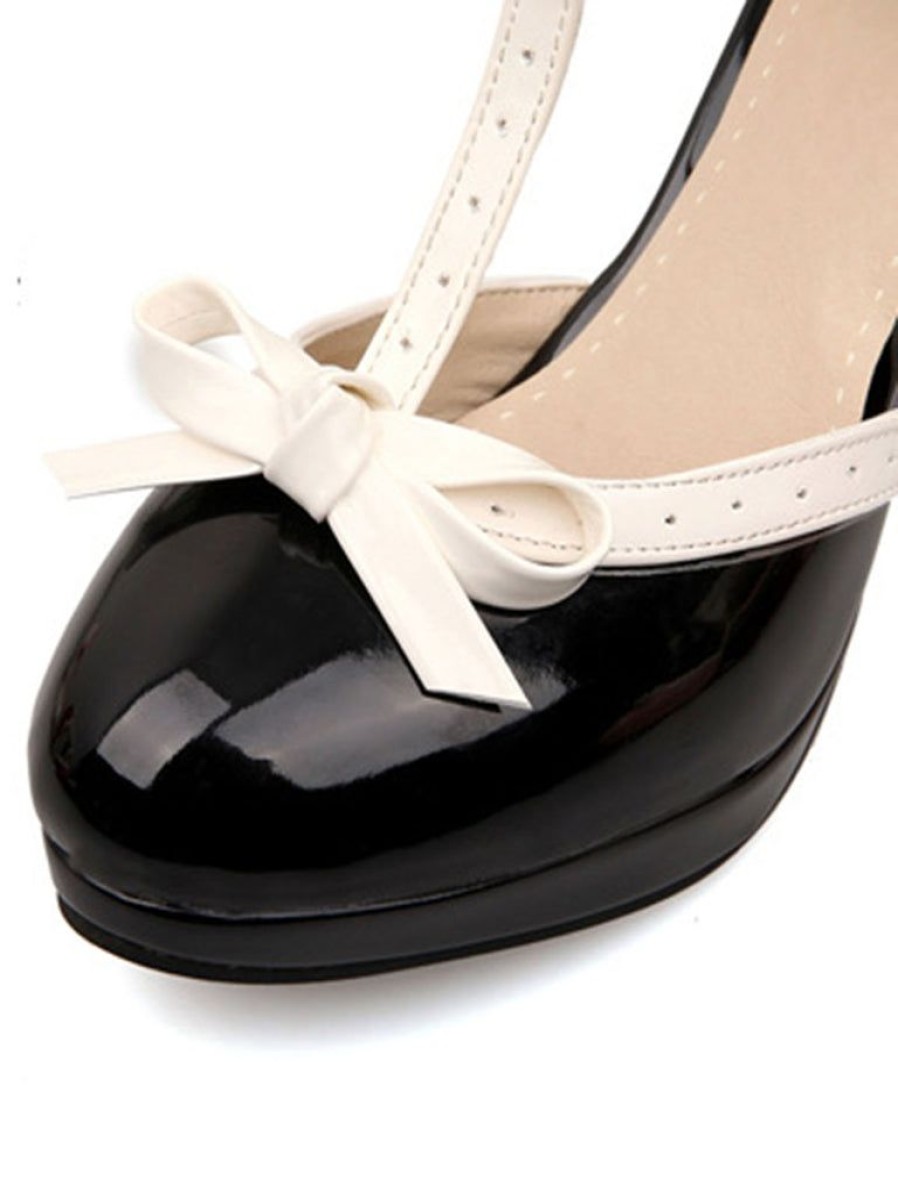 Shoes Retro Stage | Retro Bow Decor High Heel Shoes