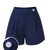 Clothing Retro Stage | 1950S Solid Button Shorts Navy Blue