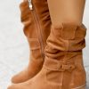 Shoes Retro Stage | Vintage Solid Suede Mid-Calf Boots