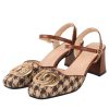 Shoes Retro Stage | Houndstooth Metal Buckle Chunky Heels Brown