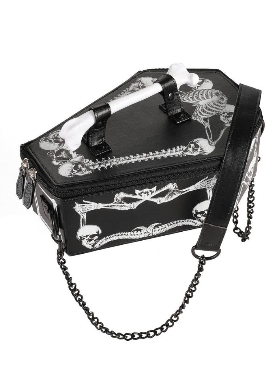 Accessories Retro Stage | Black Halloween Coffin Chain Bag