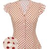 Clothing Retro Stage | 1950S Polka Dot Fly Sleeve Blouse Red