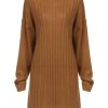 Clothing Retro Stage | 1940S Solid Hemp Pattern Sweater Dress Brown