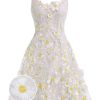 Clothing Retro Stage | 1950S Daisy Dreamer Vintage Dress White