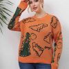 Clothing Retro Stage | [Plus Size] 1960S Knitted Animal Picture Solid Sweater